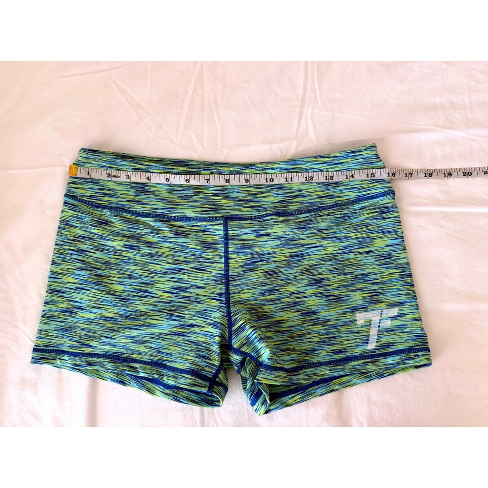 7 Five CrossFit Shorts Womens Space Dye Blue Green Athletic Booty Gym Workout